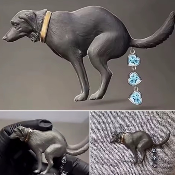Anthropologie Jewelry - Pooping Dog Crystal Brooch